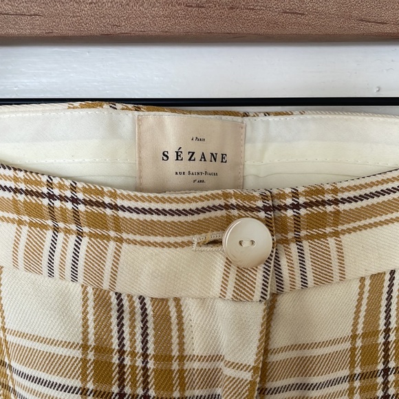 Sézane Yellow Ocre Plaid Martin Pants - Picture 3 of 7